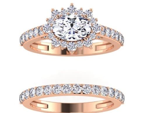 Oval Sunburst Bridal Set
